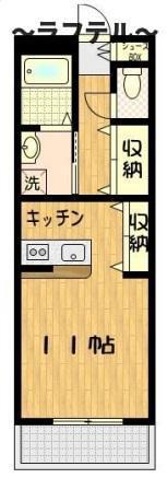 アルソーレ(1K/1階)の間取り写真