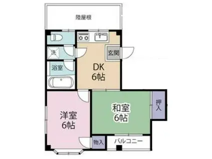 フラワーパレス参番館(2DK/3階)の間取り写真