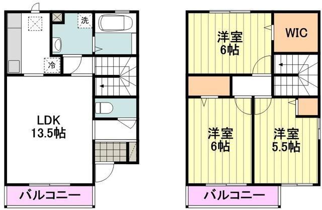 デュオC棟(3LDK/1階)の間取り写真