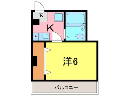 ヤマサンビル(1K/4階)の間取り写真