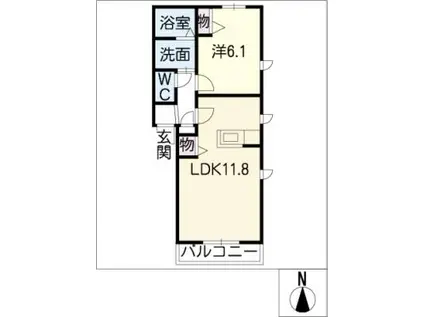 ラポール(1LDK/1階)の間取り写真