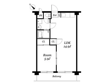 サンライズマンションA棟(1LDK/3階)の間取り写真