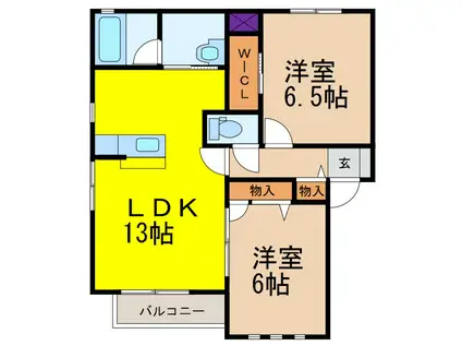 シャトー・プロバンス(2LDK/1階)の間取り写真