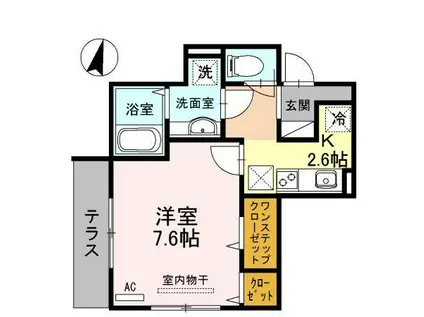 アヴァンセ新都心(1K/2階)の間取り写真