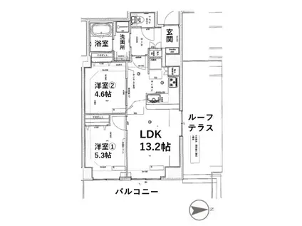 シティコート目黒(2LDK/11階)の間取り写真