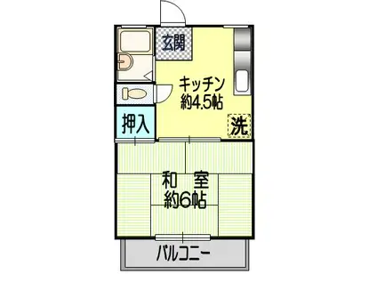 シティハイム鶴巻壱番館(1K/2階)の間取り写真