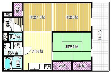 伸和ハイムビル(2LDK/3階)の間取り写真