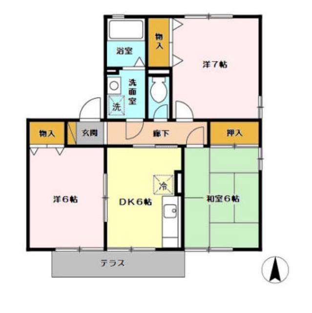 セントポーリア(3DK/1階)の間取り写真