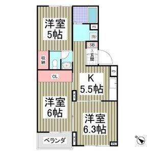 ペアパレス(3K/3階)の間取り写真