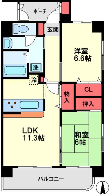プルビア湘南(2LDK/5階)の間取り写真