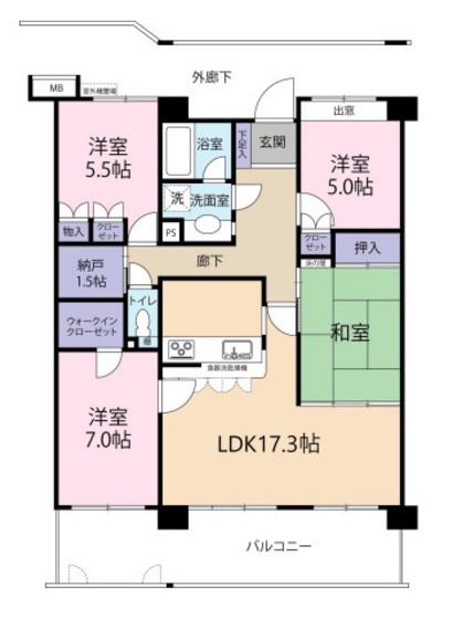 藤和ハイタウン戸坂壱番館(4LDK/3階)の間取り写真