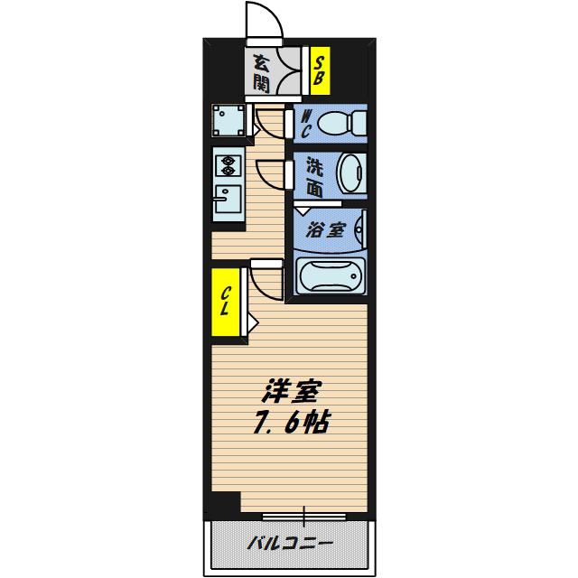 S-RESIDENCE 野江(1K/8階)の間取り写真
