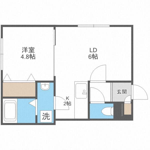 サンクレスト発寒中央(1LDK/3階)の間取り写真