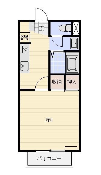 SUNNYHEIGHTS川西(1K/2階)の間取り写真
