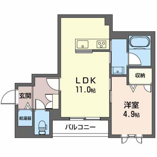 ルッソ野神(1LDK/1階)の間取り写真