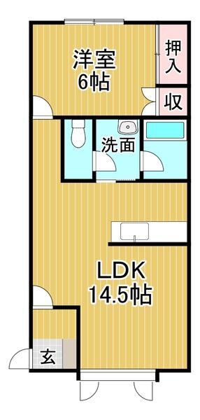 コーポフラワーIII(1LDK/1階)の間取り写真