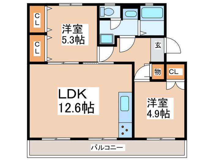 車返団地3街区10号棟(2LDK/5階)の間取り写真