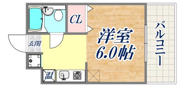 ロイヤルコート六甲桜ケ丘(1K/2階)の間取り写真