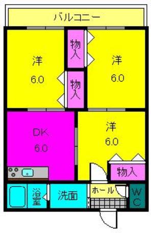 ルミエール河村(3DK/1階)の間取り写真