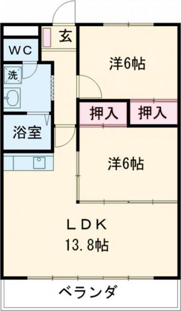リパルティーレ伊賀(2LDK/4階)の間取り写真