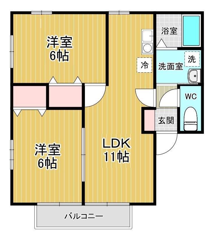 アヴェンティーノ(2LDK/2階)の間取り写真