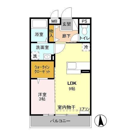 グランメール南台(1LDK/2階)の間取り写真