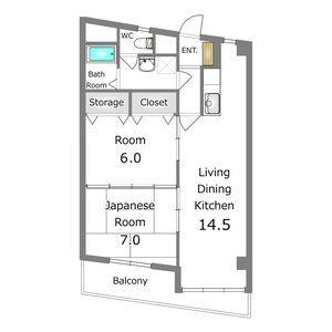 あさひレジデンス弐番館 イースト(2LDK/4階)の間取り写真