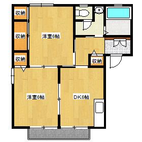 フローラル東岡山C(2DK/2階)の間取り写真