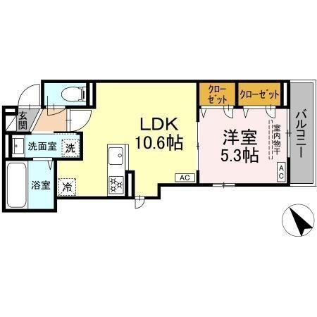 メゾンココル(1LDK/3階)の間取り写真
