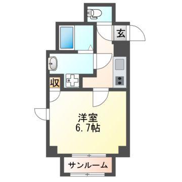 オーシャン青山(1K/3階)の間取り写真
