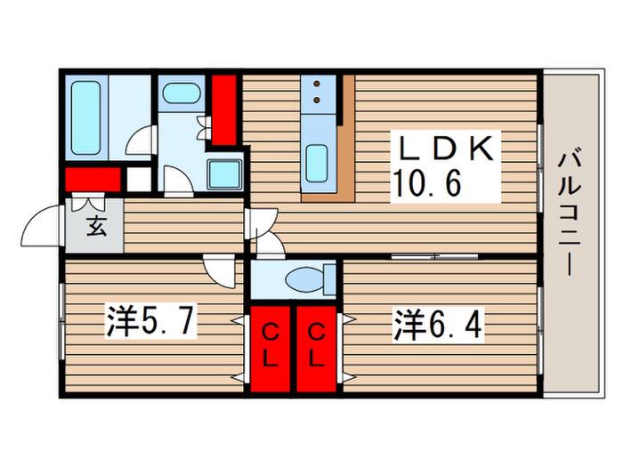 園生テクノプラザ(2LDK/2階)の間取り写真