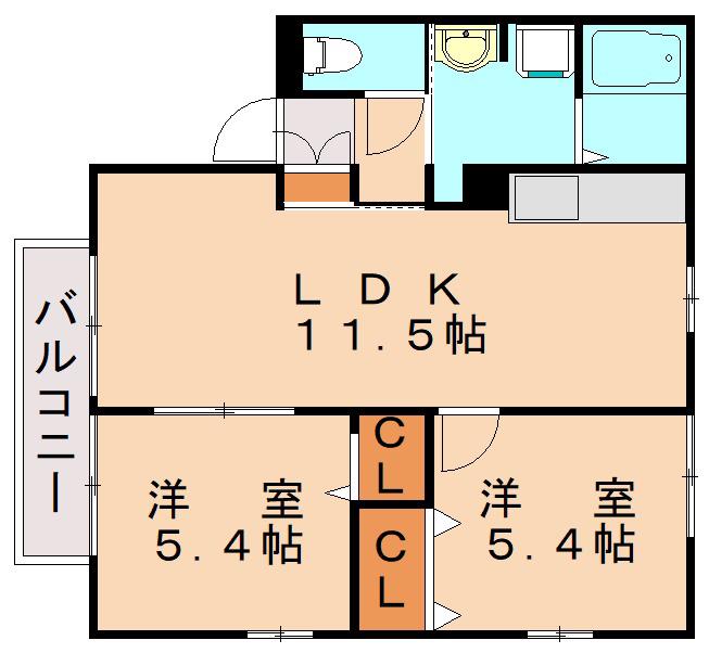 ヴィラージュ(2LDK/1階)の間取り写真