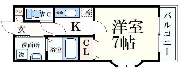 ネオクオーツ幸弐番館(1K/2階)の間取り写真