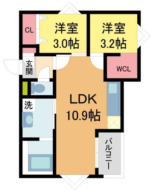 REGALEST 川西III(2LDK/1階)の間取り写真