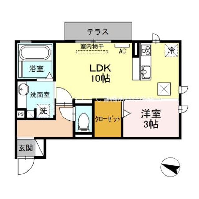 オアシス牛川II(1LDK/1階)の間取り写真