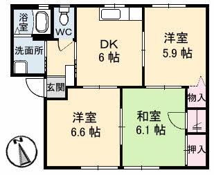 シャーメゾン橋田 C棟(3DK/1階)の間取り写真