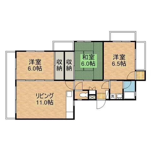 サンビレッジ(3LDK/3階)の間取り写真