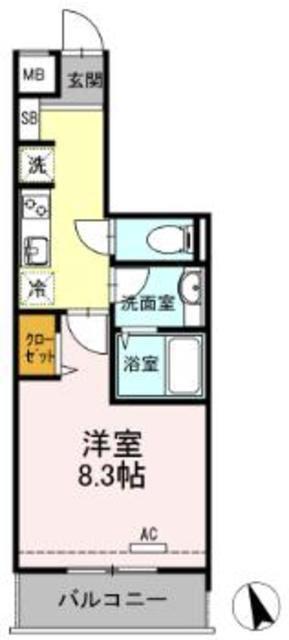 PLUM VILLAGE(1K/2階)の間取り写真