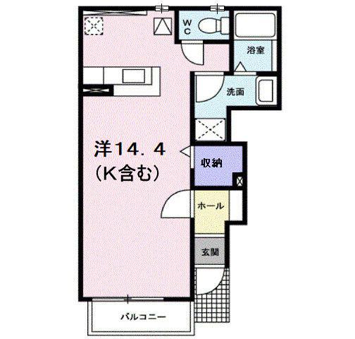 メゾネットアイA(ワンルーム/1階)の間取り写真