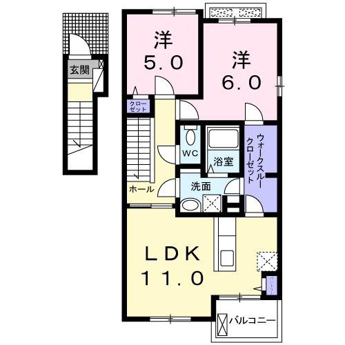 コンテッサ(2LDK/2階)の間取り写真