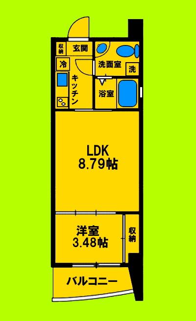 アーバンフラッツ江坂(1LDK/11階)の間取り写真