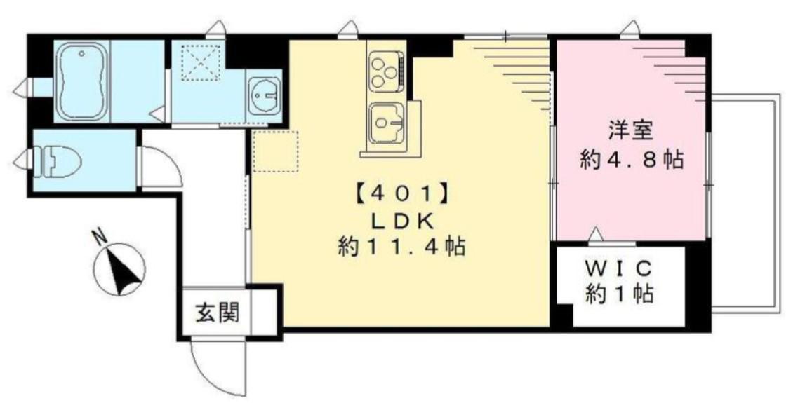 ラシーネ荻窪(1LDK/4階)の間取り写真