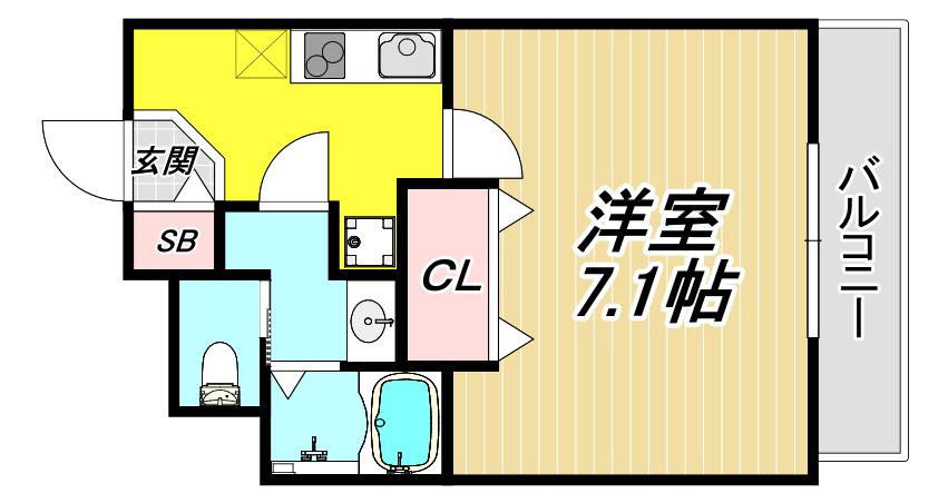 ヴェルステック塚口本町(1K/1階)の間取り写真