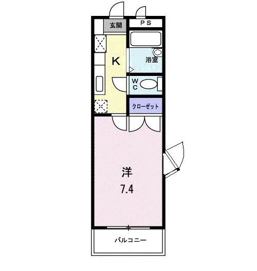 ペルレパークB(1K/3階)の間取り写真