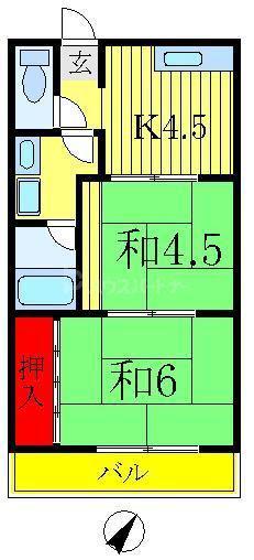 エルジーナ柴又(2K/3階)の間取り写真