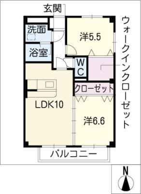 RESIDENCE四季(2LDK/2階)の間取り写真
