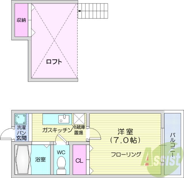 アーバンシティ堤町(1K/1階)の間取り写真