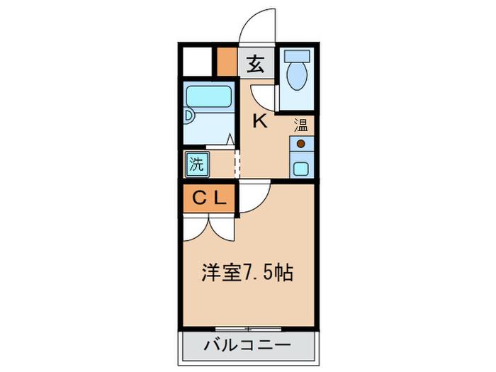ビューテラスII(1K/6階)の間取り写真