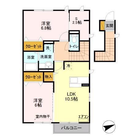 ボナール酒井根 2号棟(2SLDK/2階)の間取り写真