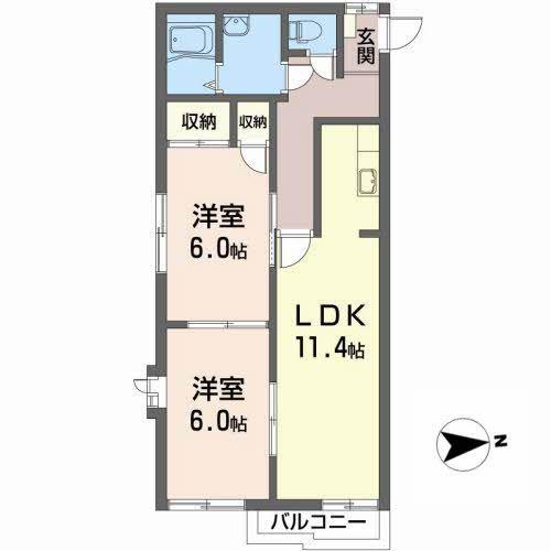 アトム1(2LDK/2階)の間取り写真